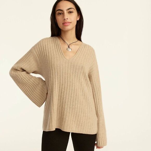 J. Crew Sweaters - J Crew 100% Cashmere Ribbed Tunic Sweater Bell Sleeve Small BF014